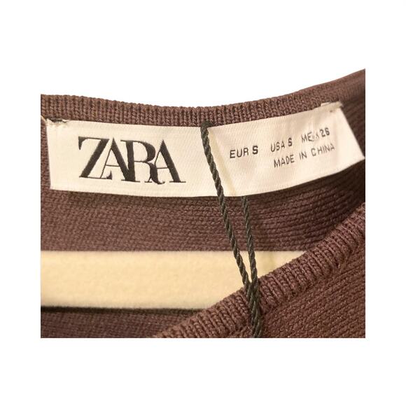 Zara Brown & Black Color-Block Belted Sleeveless Mini Dress Size Small NWT - Picture 3 of 11